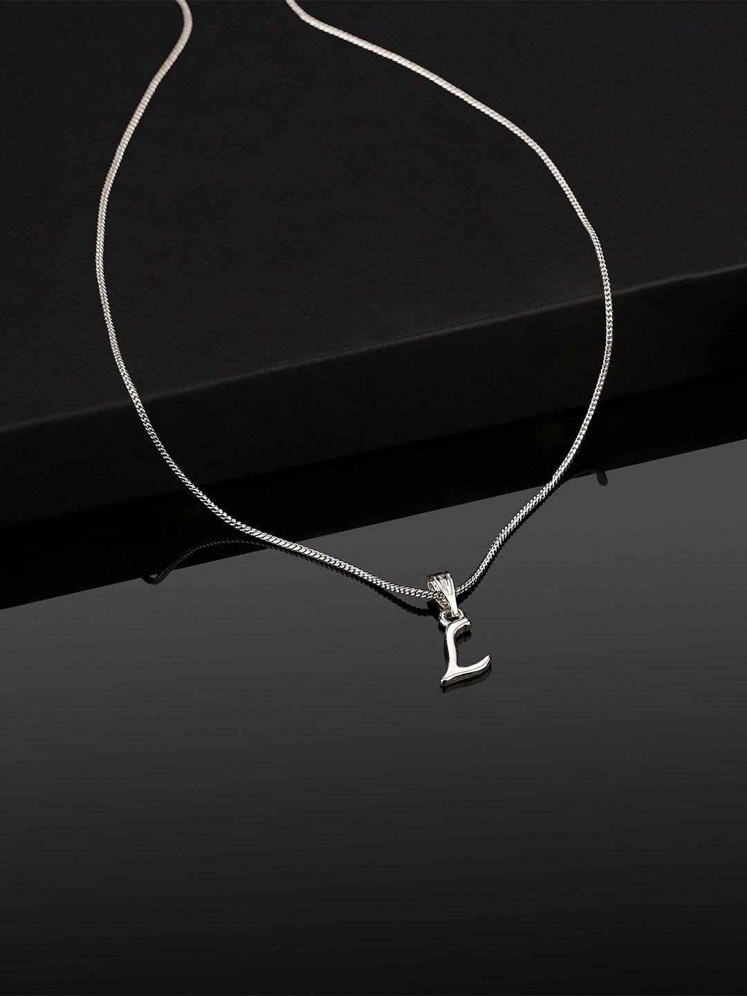 estele rhodium-plated alphabet l-shaped pendant with chain