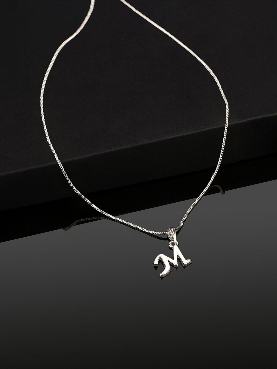 estele rhodium-plated alphabet m pendant with chain