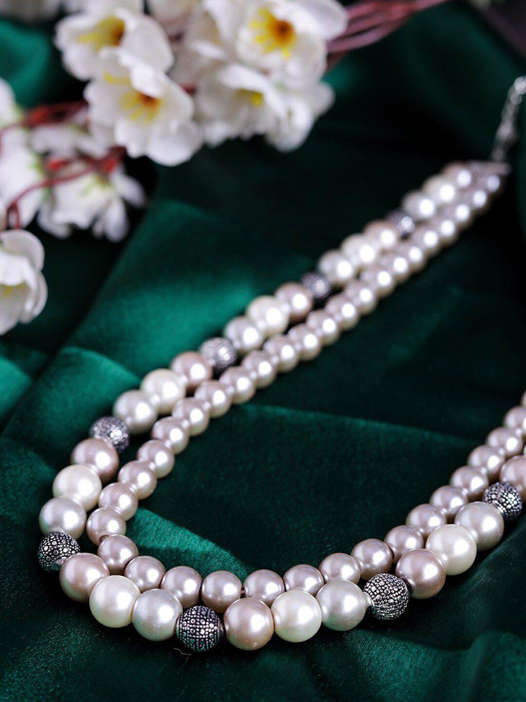 estele rhodium-plated beaded layered necklace