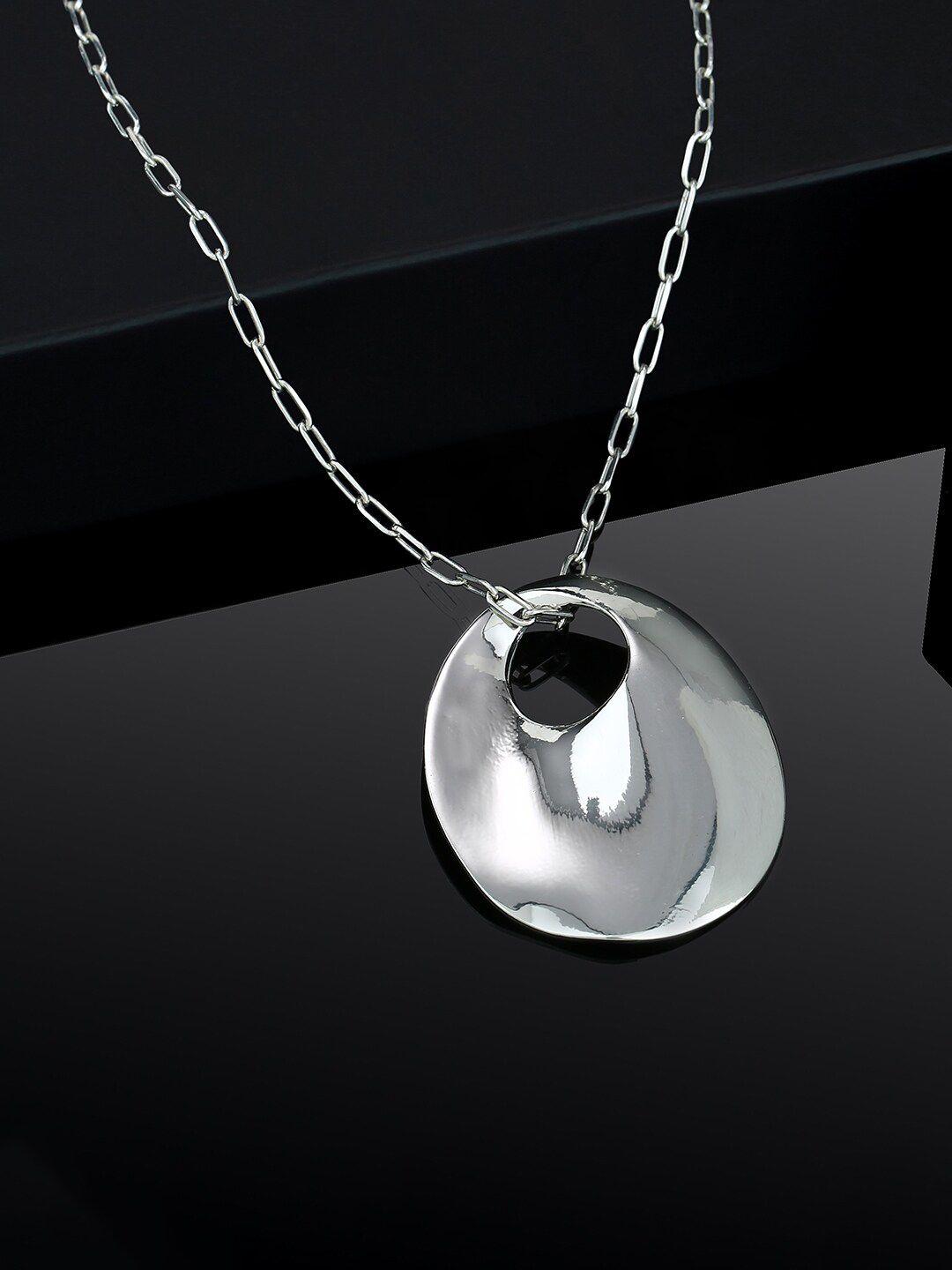estele rhodium-plated geometric pendant with chain