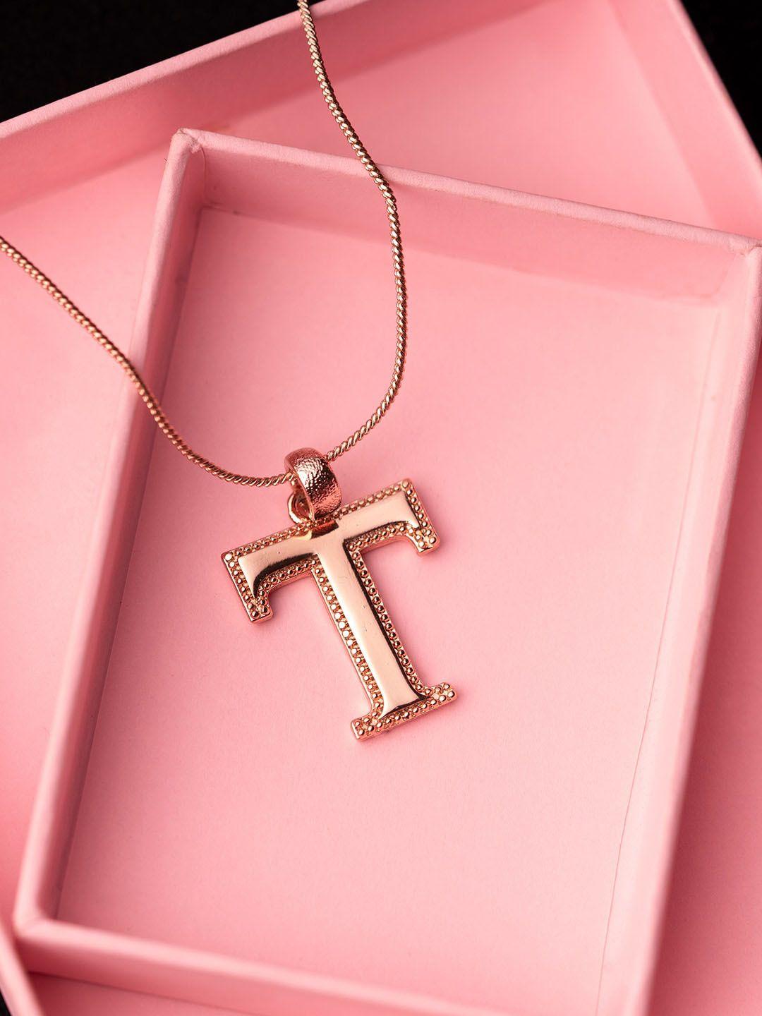 estele rose gold-plated alphabet t pendant with chain