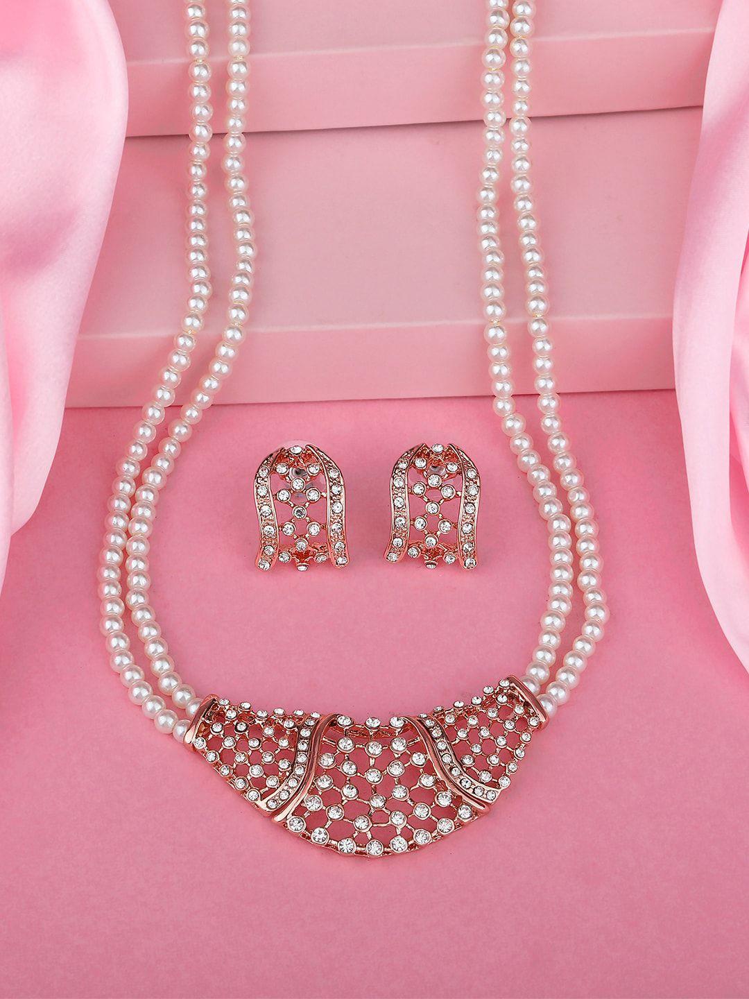 estele rose gold-plated artificial beads jewellery set
