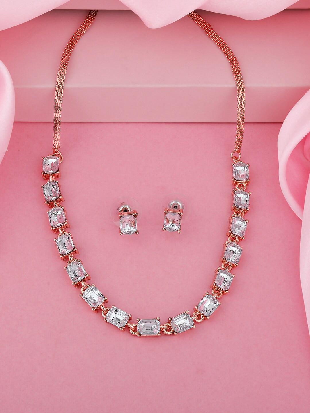 estele rose gold-plated crystal studded jewellery set