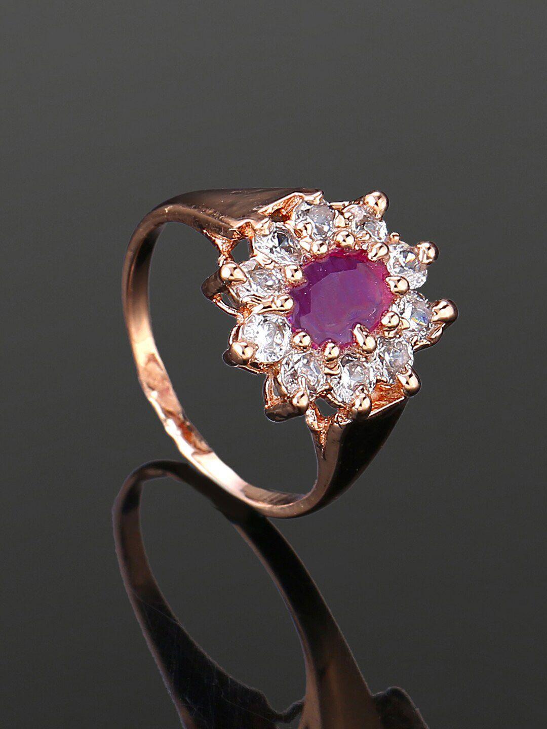 estele rose gold-plated cz-studded finger ring