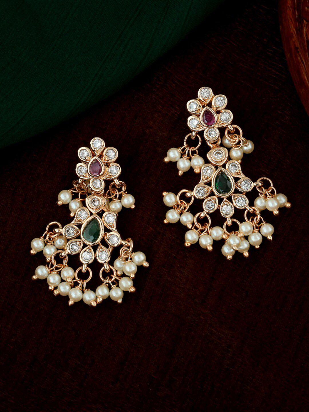 estele rose gold-plated floral chandbalis earrings