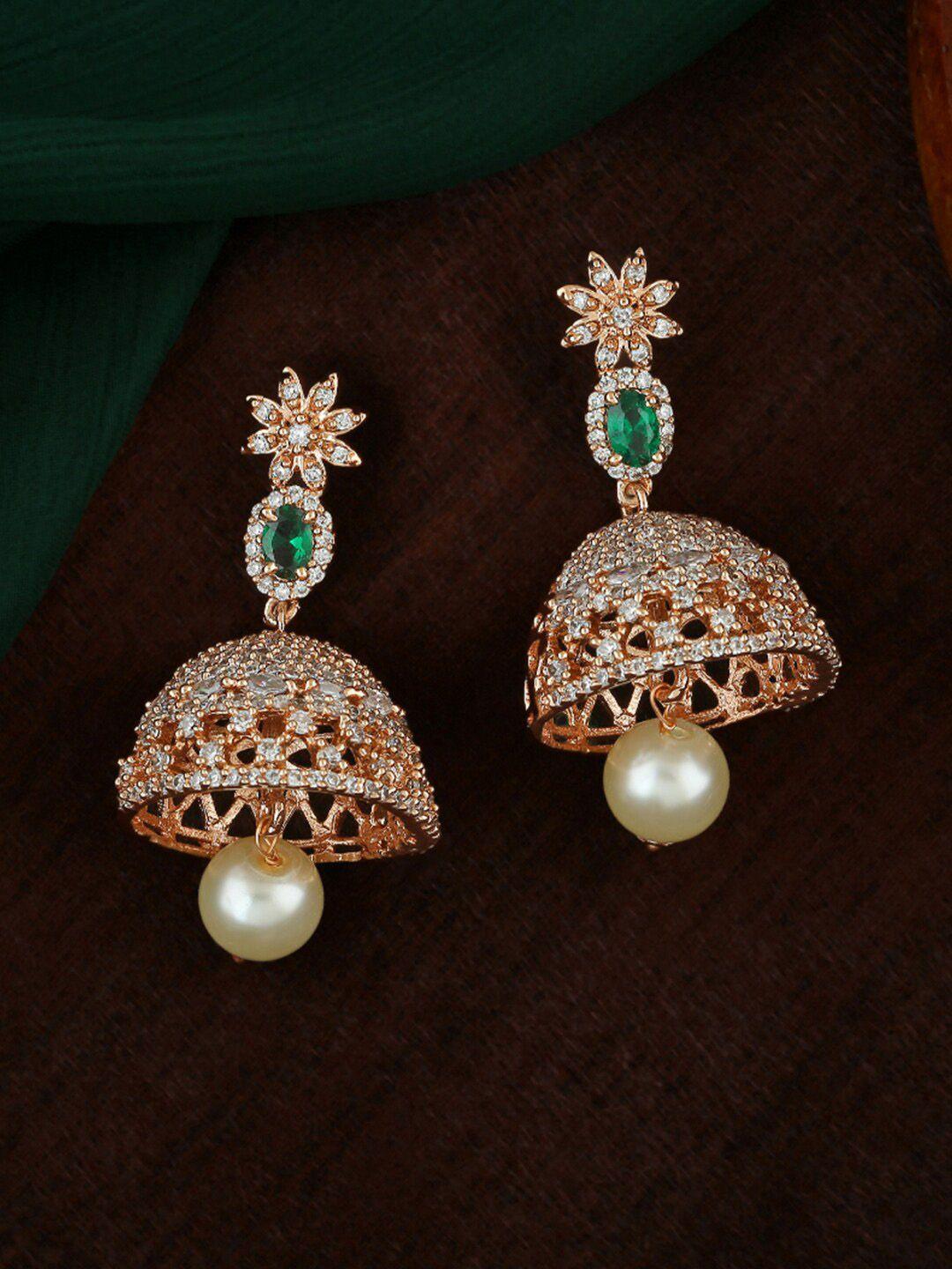 estele rose gold-plated floral jhumkas earrings