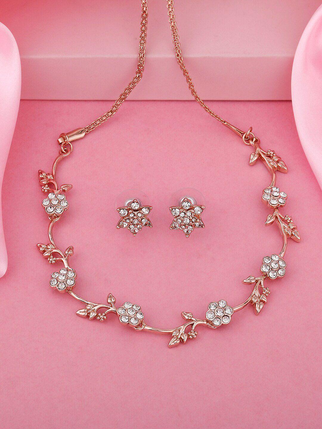 estele rose gold-plated stone-studded jewellery set