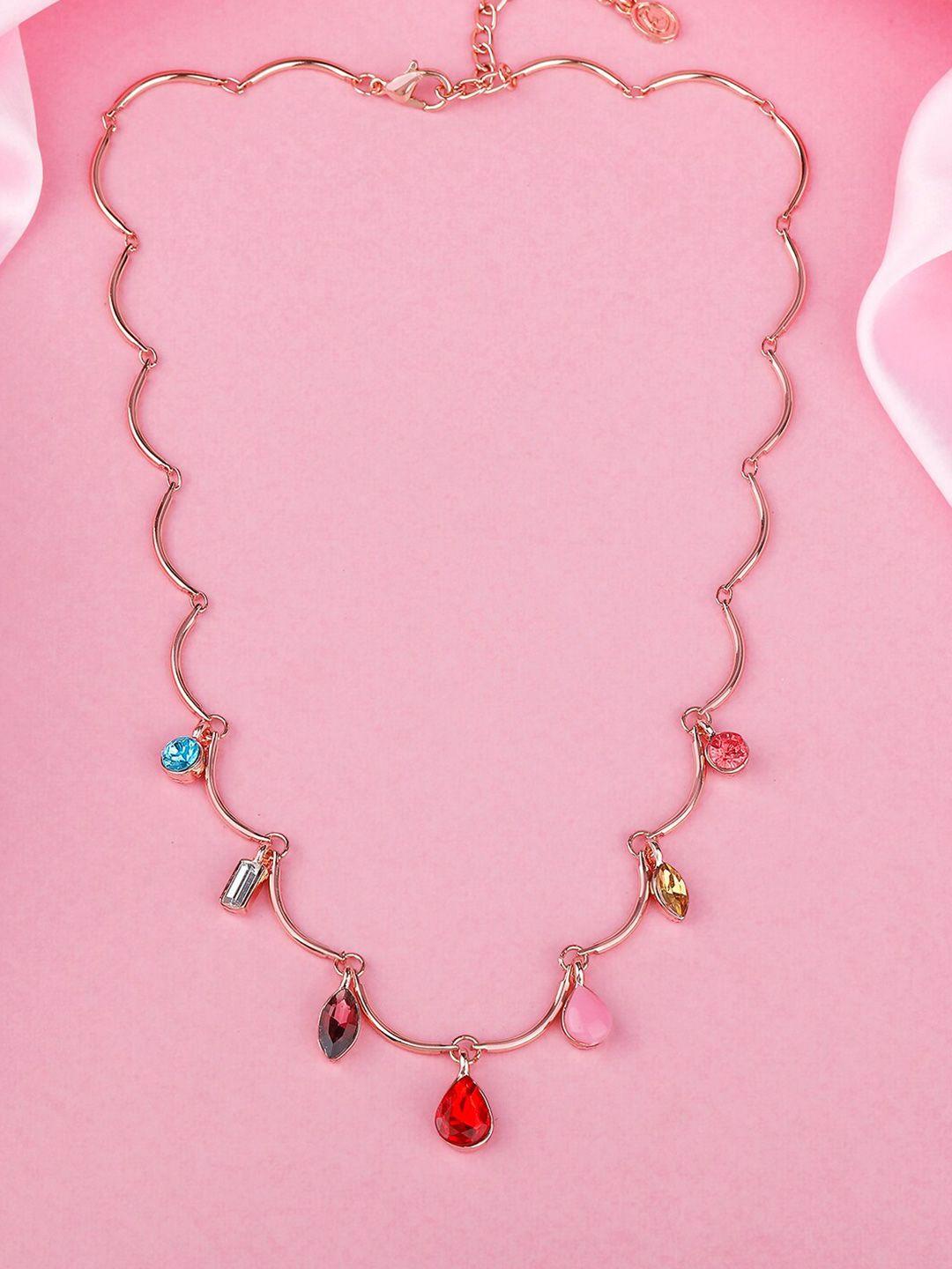 estele rose rose gold-plated crystal studded necklace