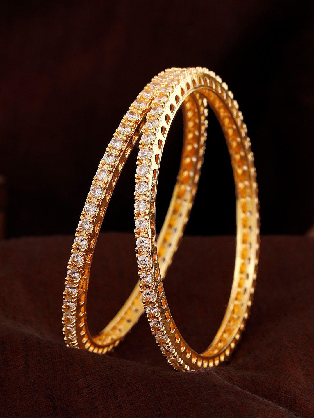 estele set of 2 gold plated & ad studded bangle