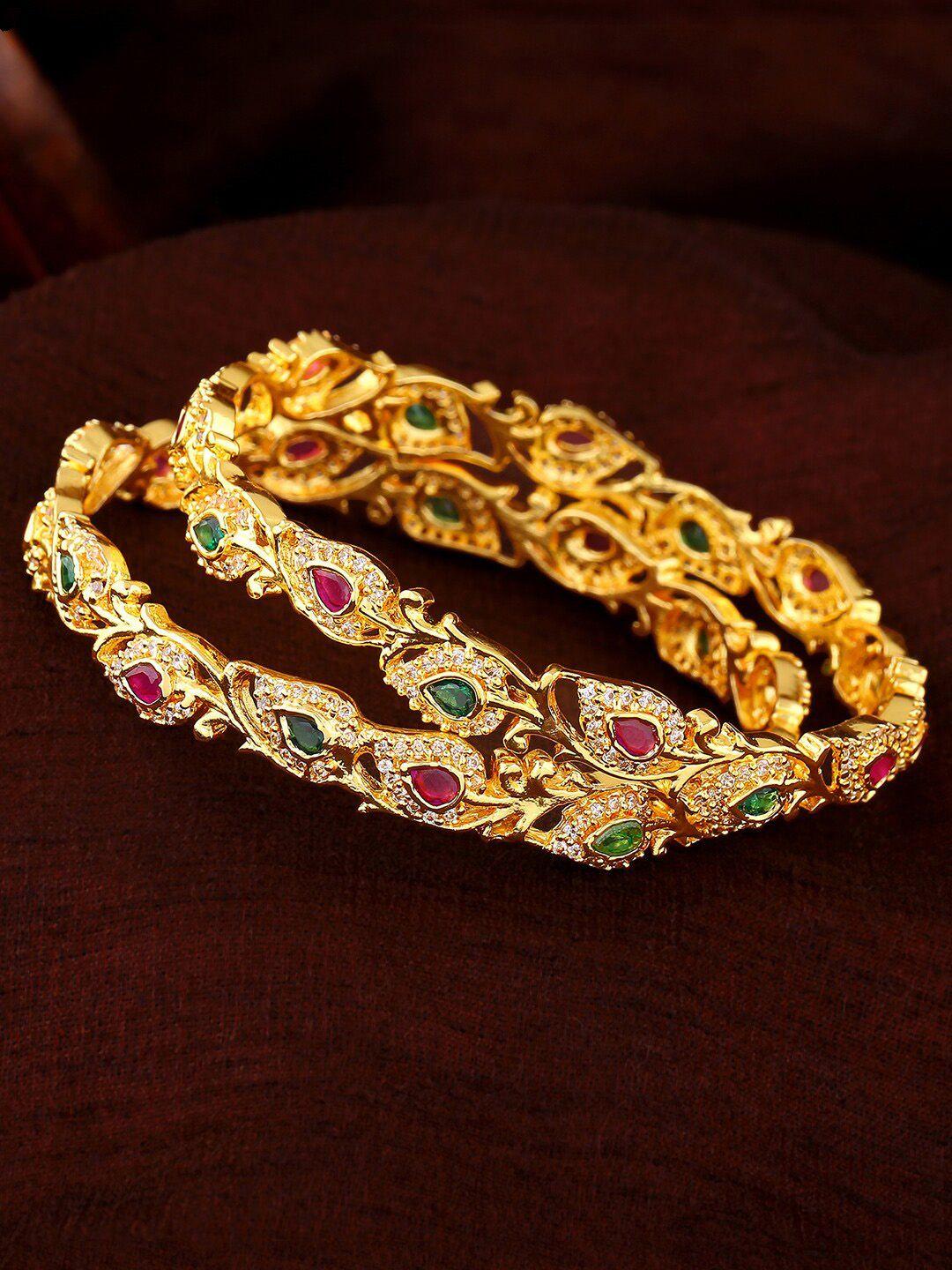 estele set of 2 gold-plated & ad-studded bangles