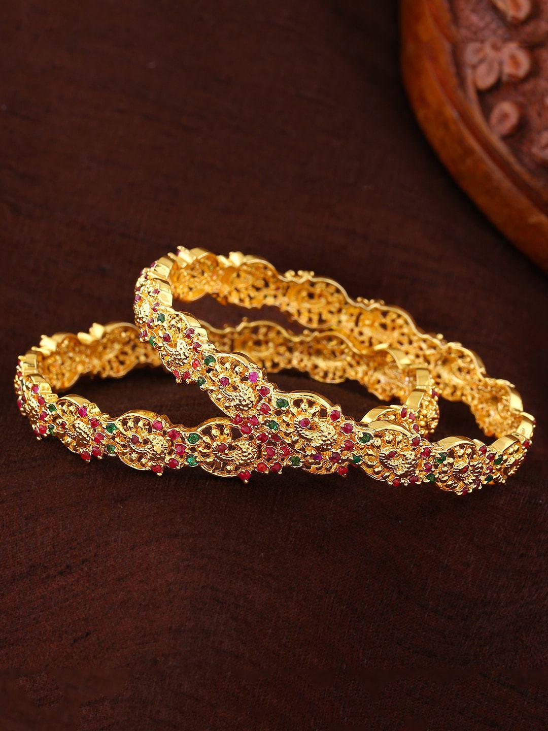 estele set of 2 gold-plated & cz-studded bangles