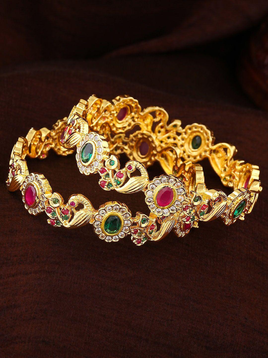estele set of 2 gold-plated ad-studded bangles