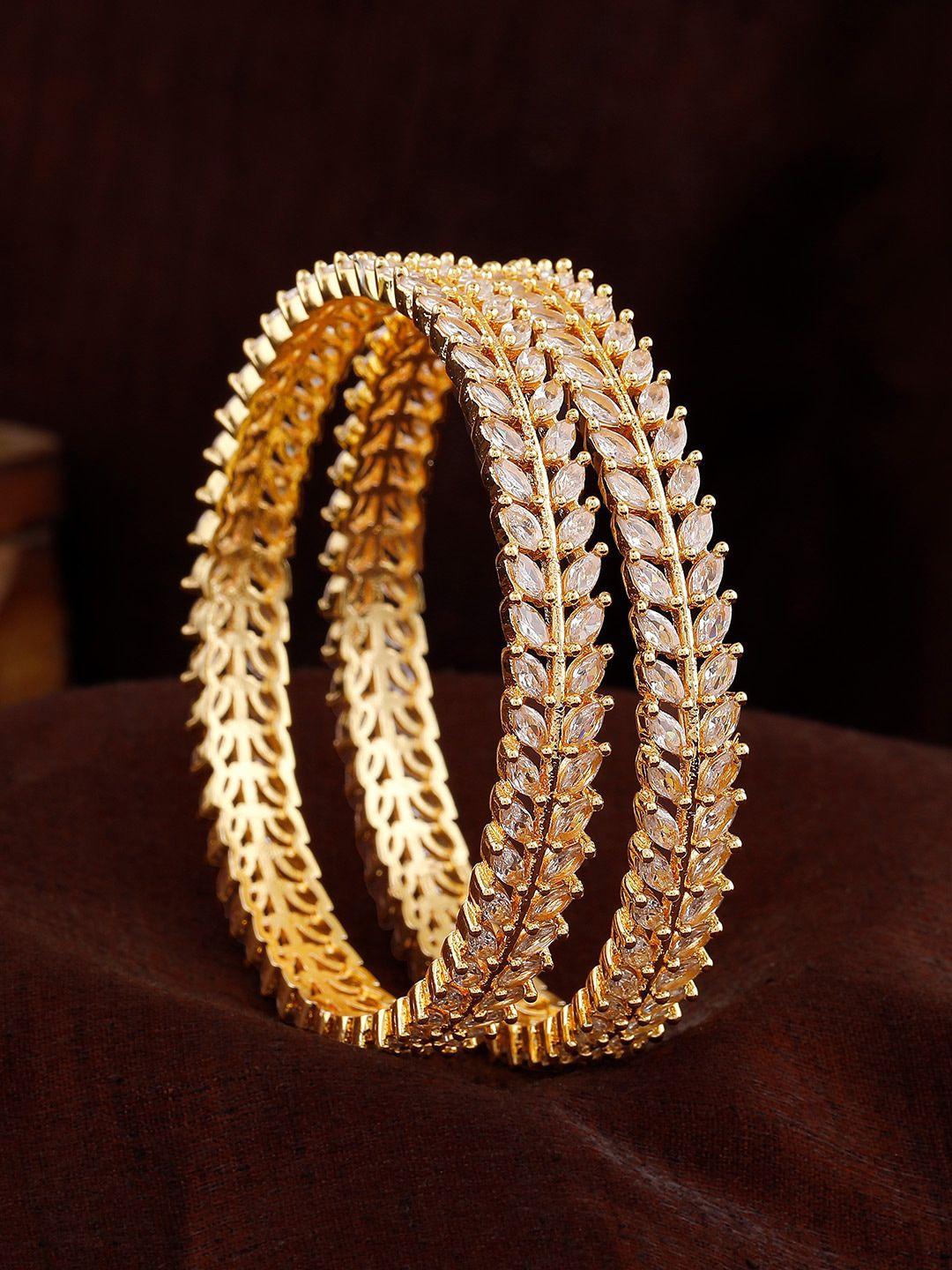 estele set of 2 gold-plated ad-studded bangles