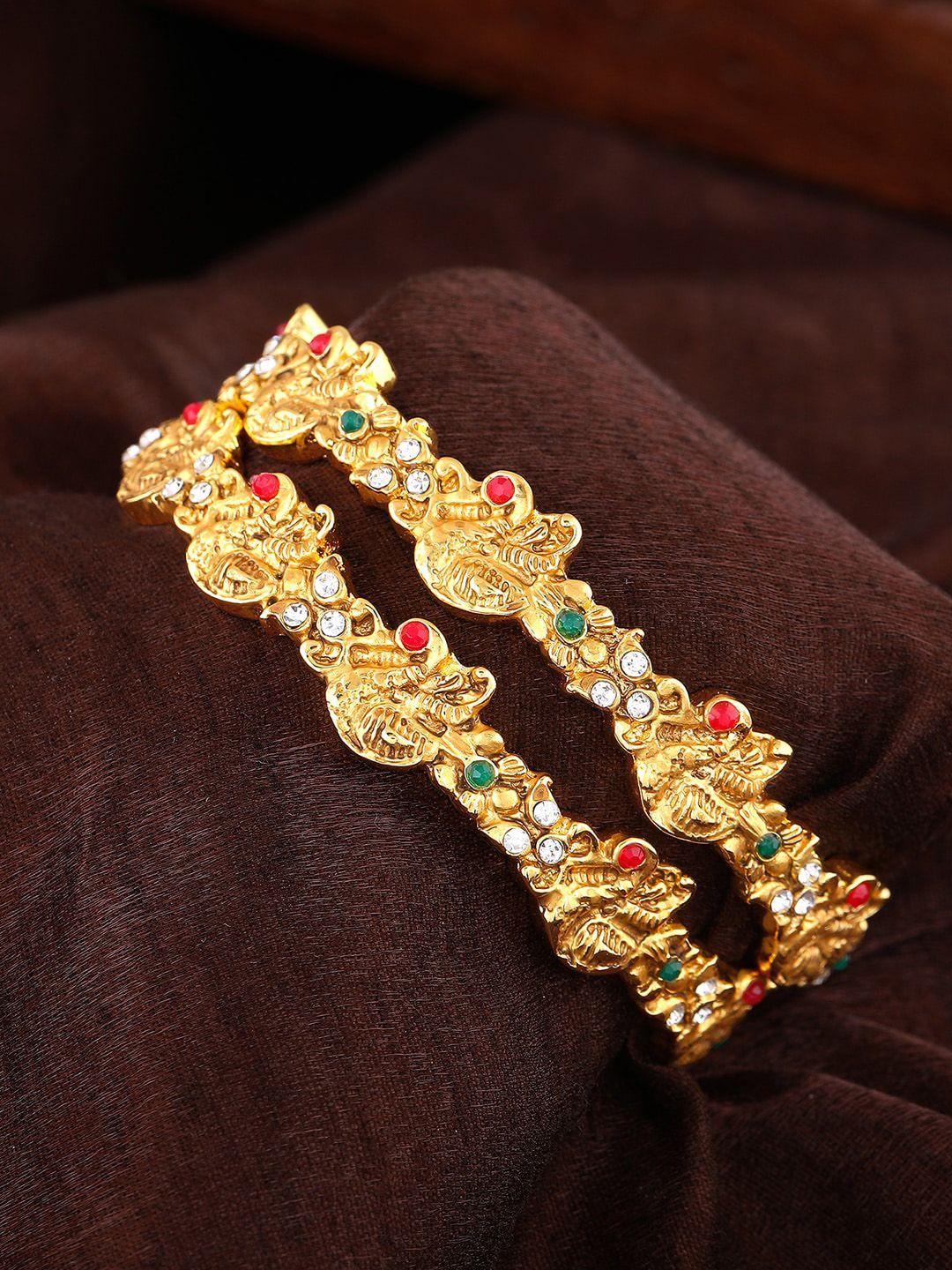 estele set of 2 gold-plated crystal studded bangles