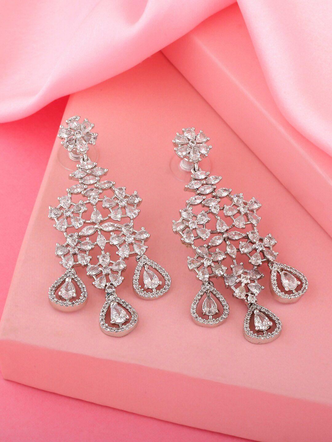 estele silver-plated teardrop shaped drop earrings
