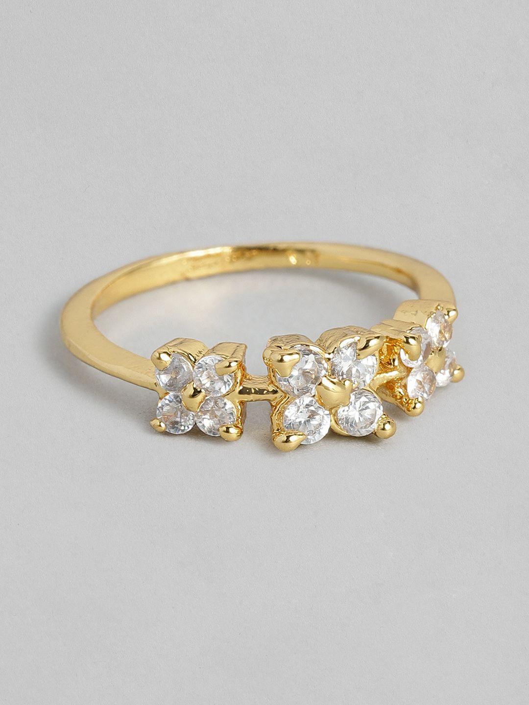 estele women gold-plated white american diamond ring