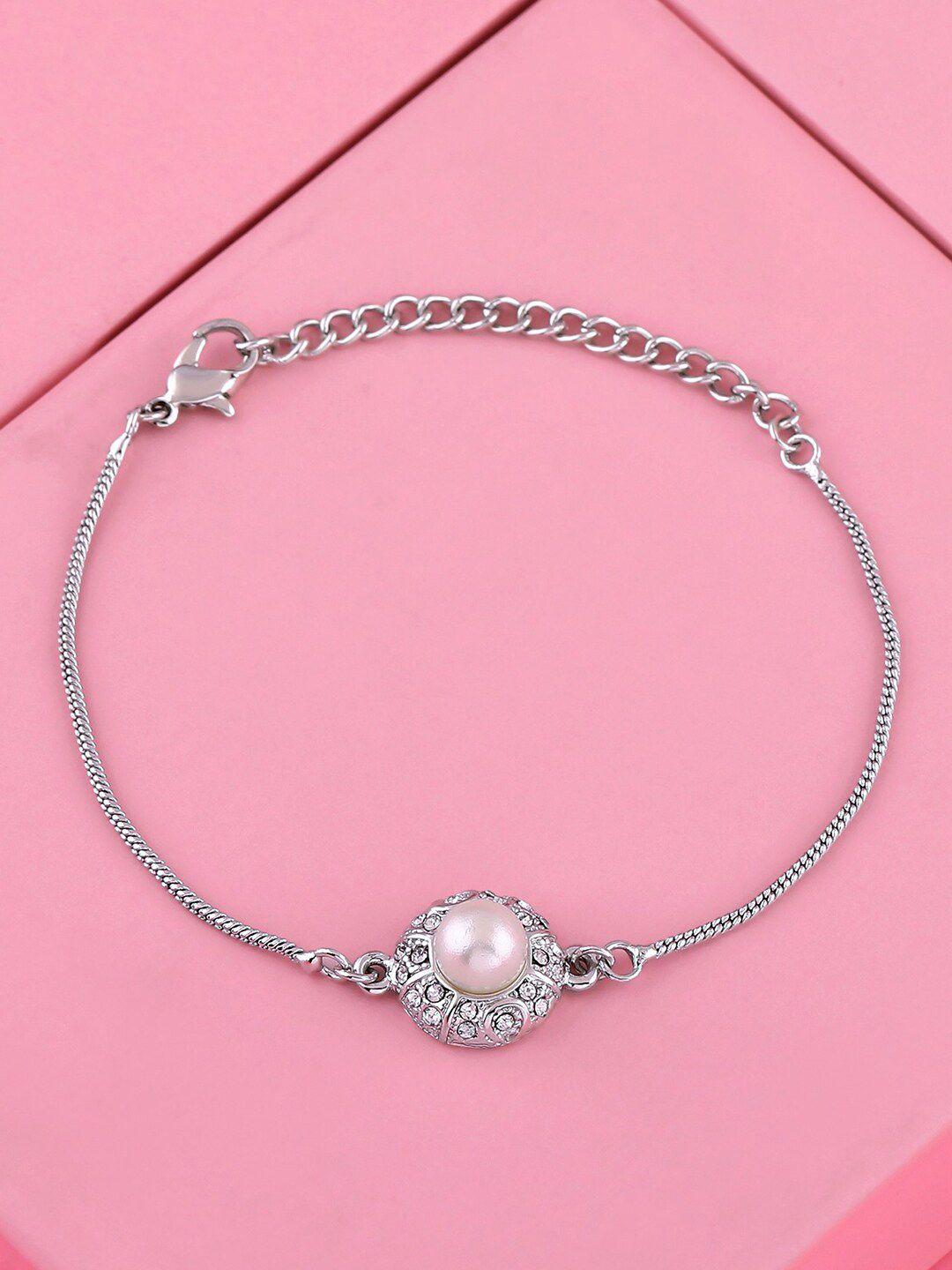 estele women pearls silver-plated charm bracelet
