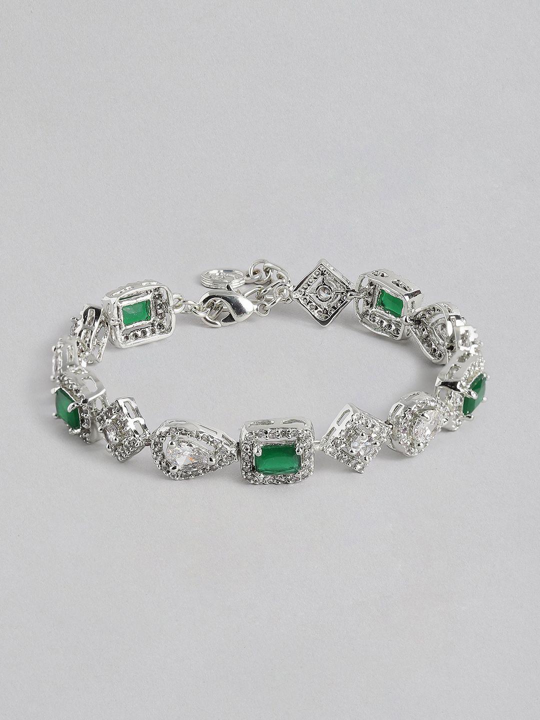 estele cubic zirconia rhodium-plated link bracelet