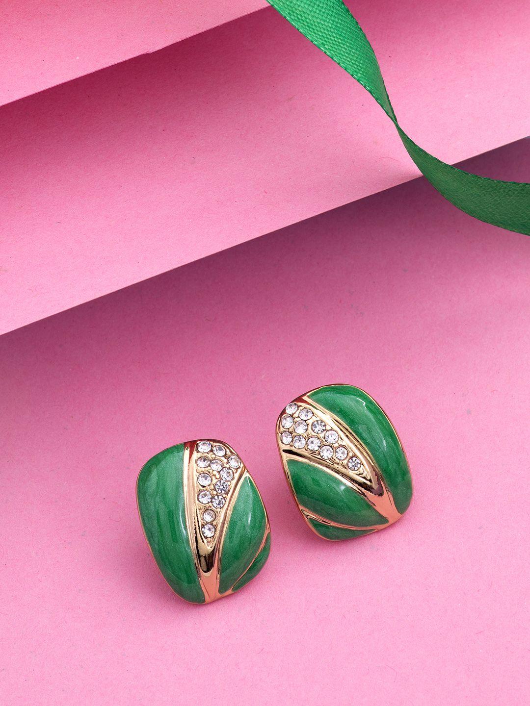 estele gold-plated & green contemporary studs