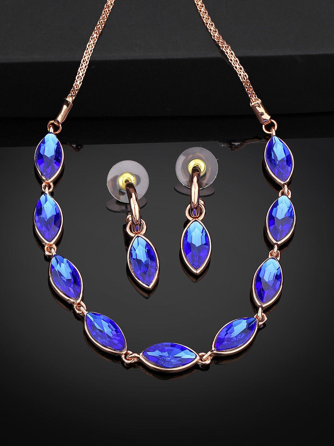 estele gold-plated blue cystal jewellery set