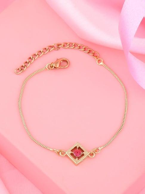 estele gold-plated bracelet with pink austrian crystals for women