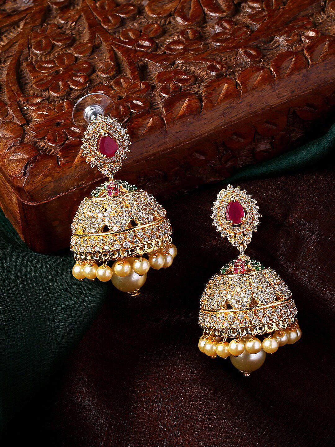 estele gold-plated classic jhumkas earrings