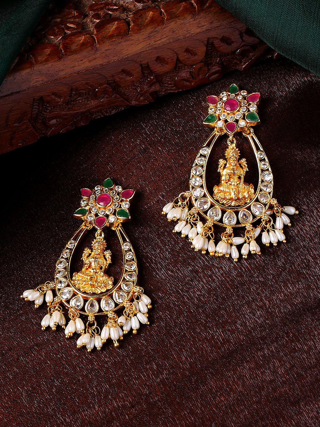 estele gold-plated contemporary chandbalis earrings