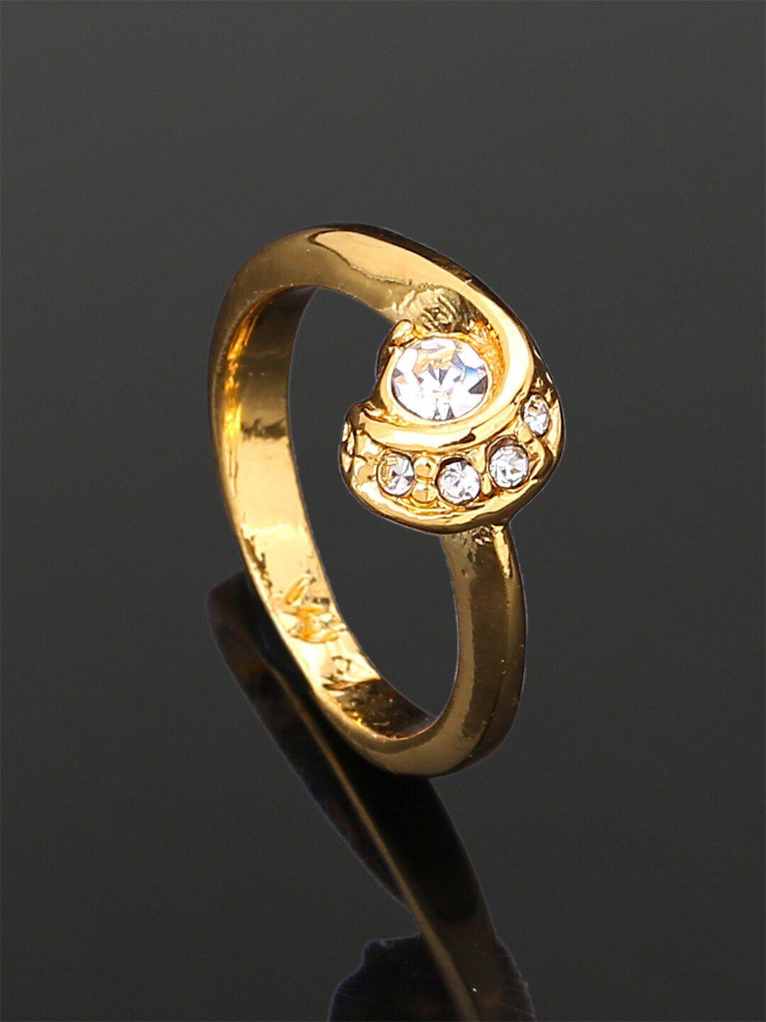 estele gold-plated crystal-studded adjustable finger ring