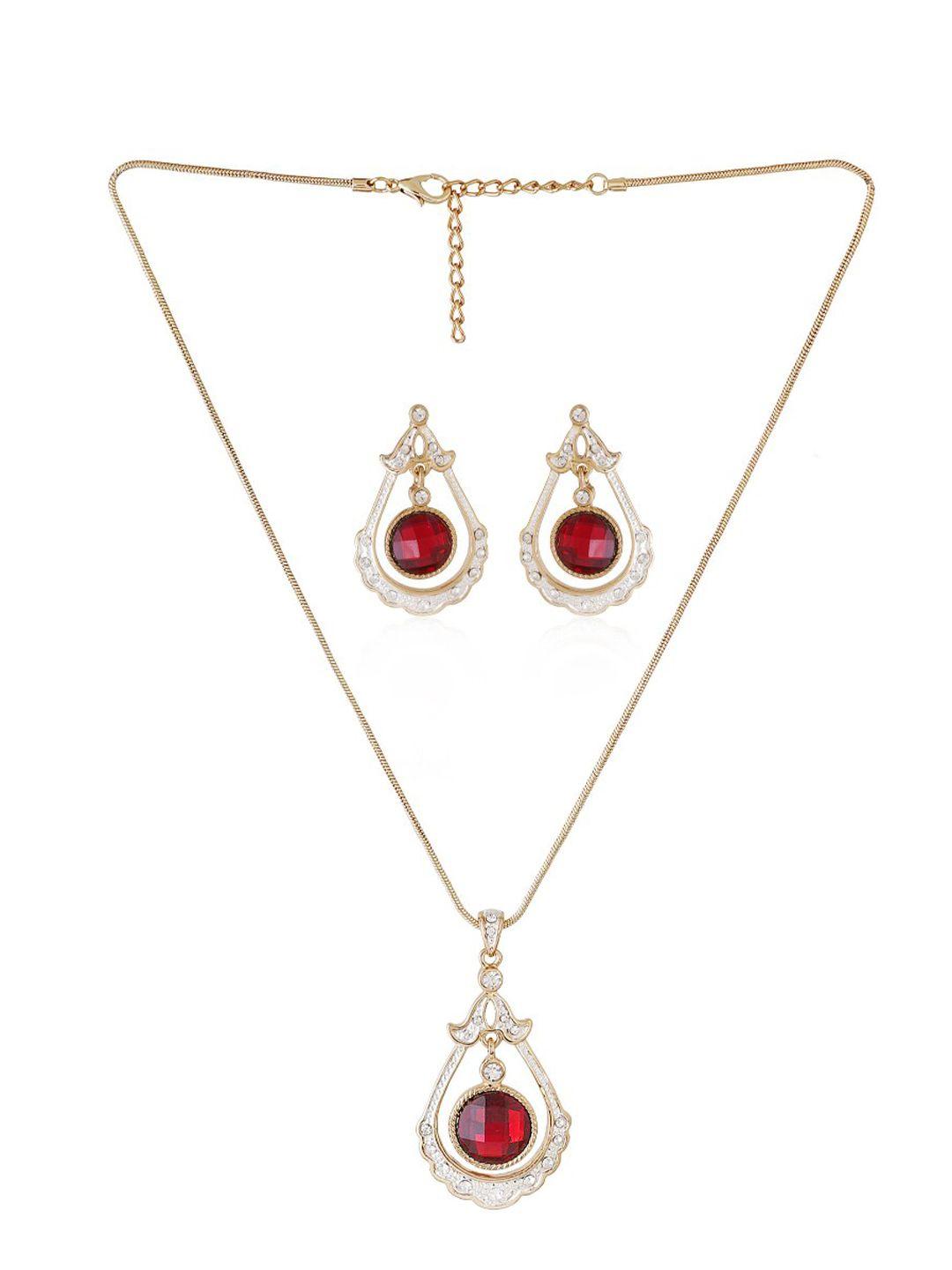 estele gold-plated crystal studded jewellery set