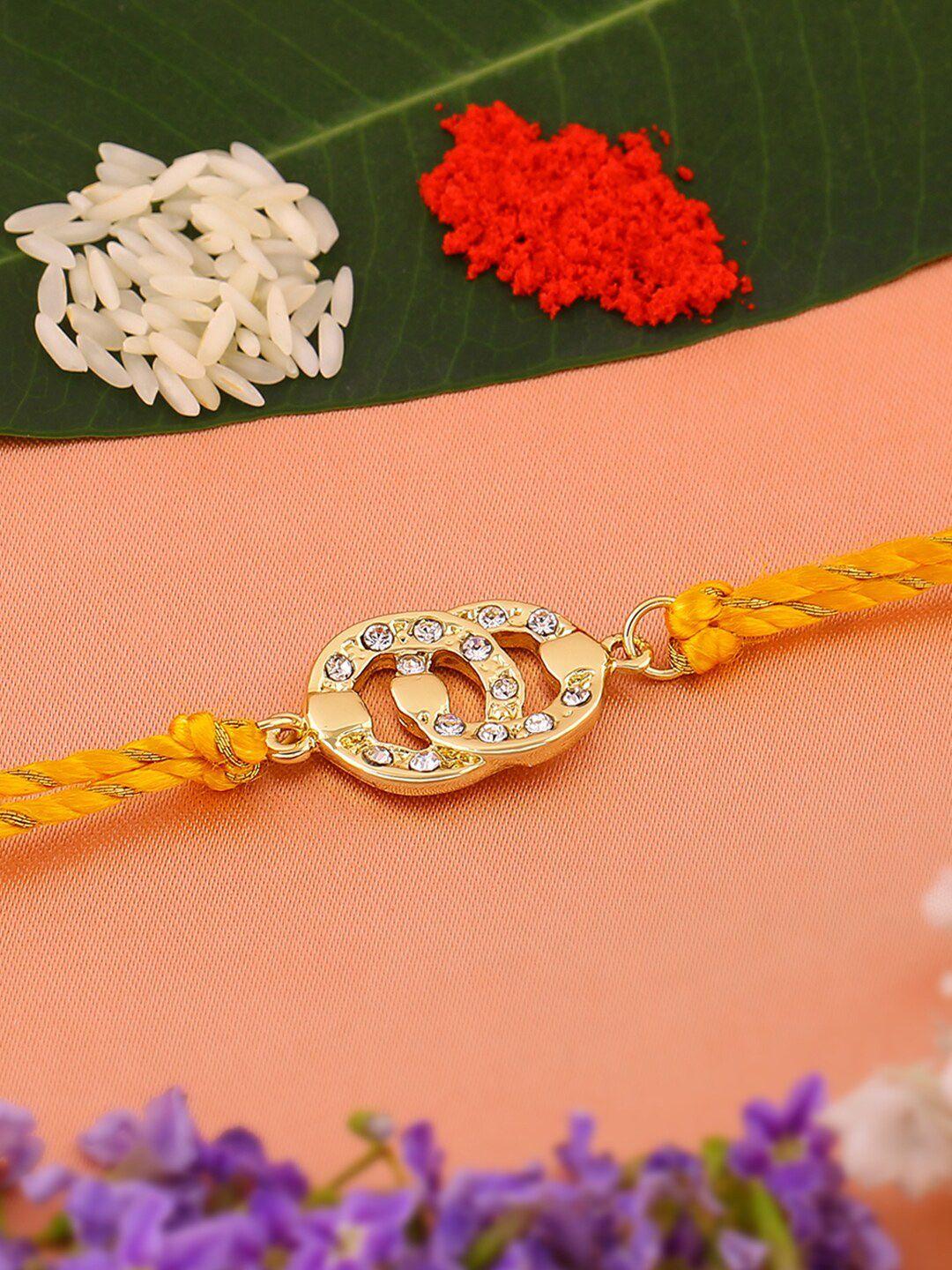 estele gold-plated crystal-studded rakhi