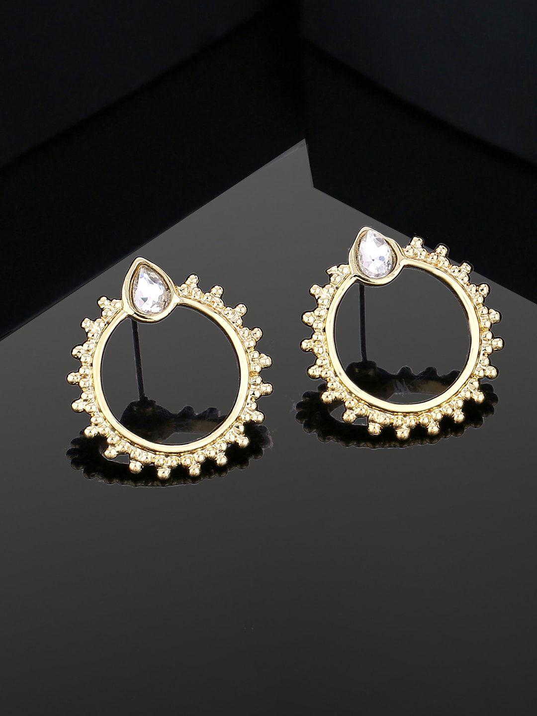 estele gold plated crystals studded circular stud earrings