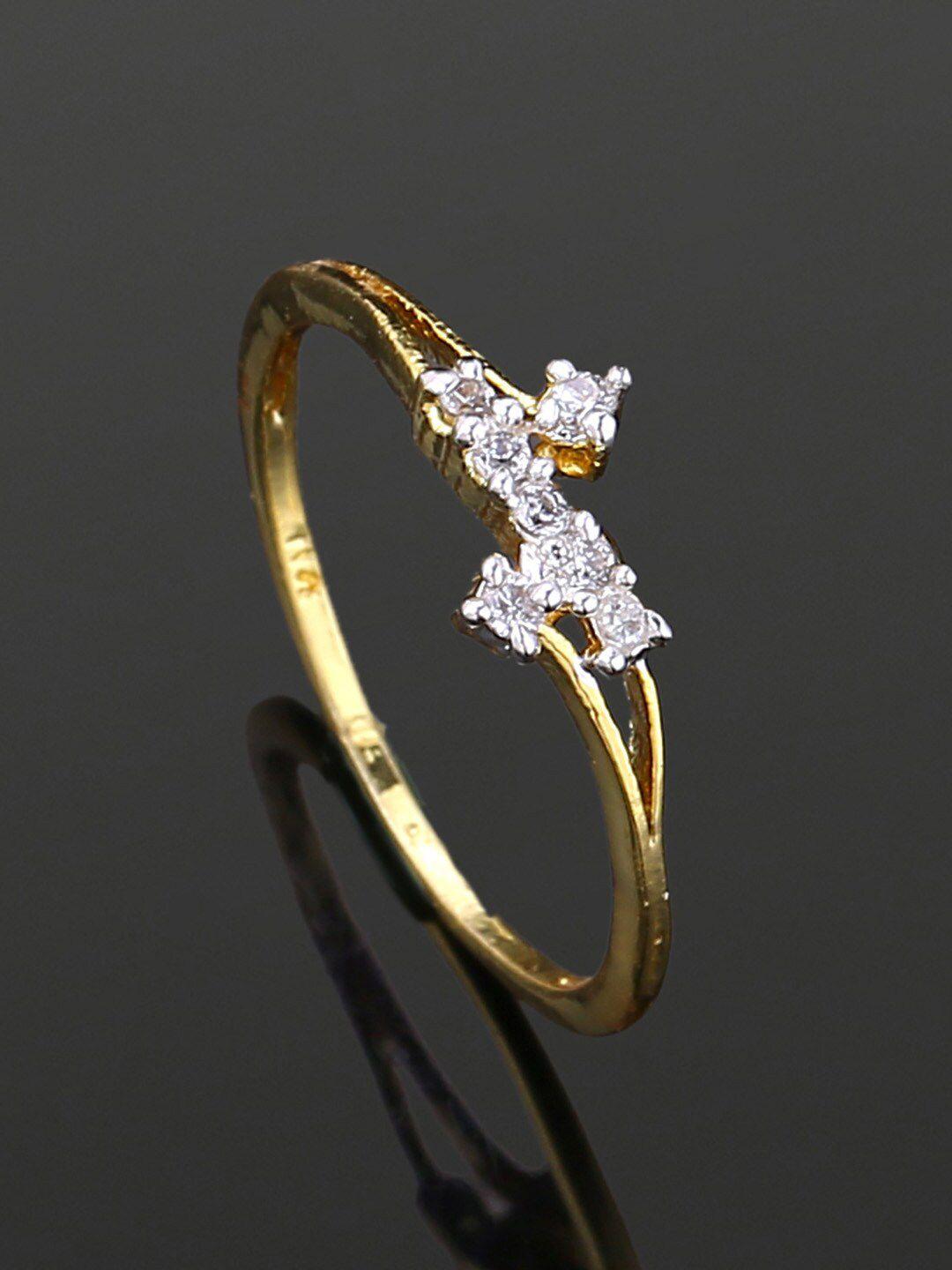 estele gold-plated cz studded finger ring