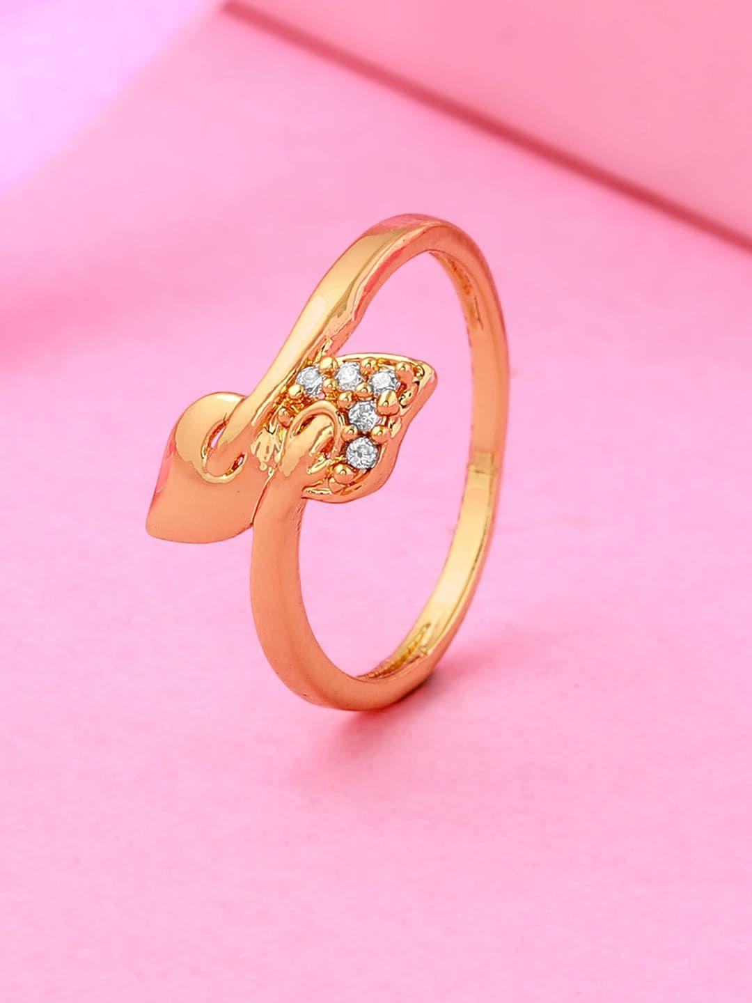 estele gold-plated cz-studded finger ring