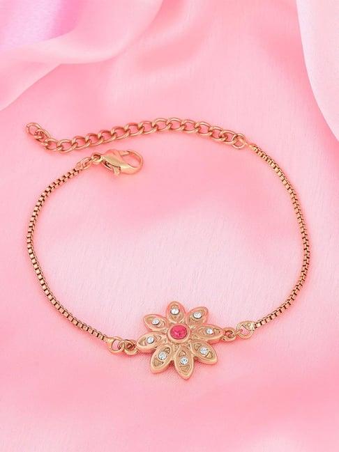 estele gold-plated floral bracelet with austrian crystals for women