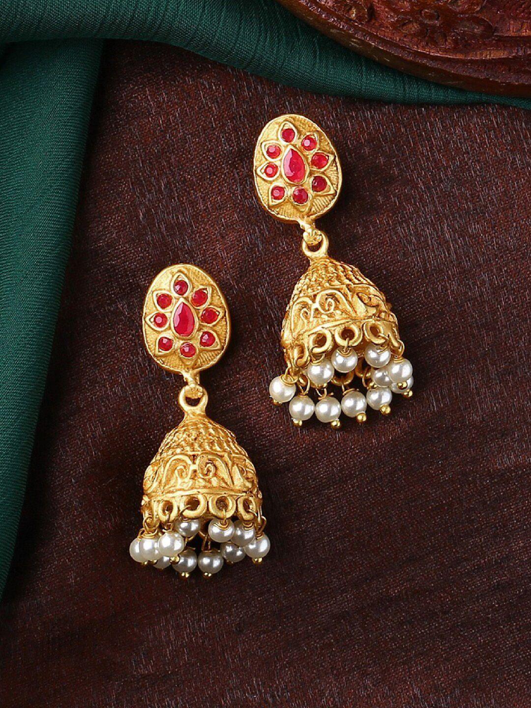 estele gold-plated floral jhumkas earrings