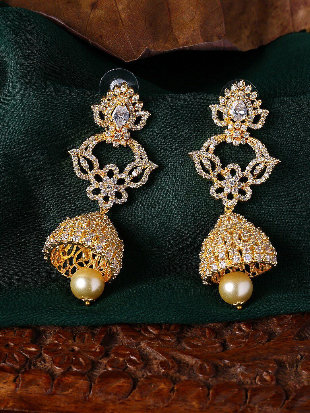 estele gold-plated floral jhumkas earrings