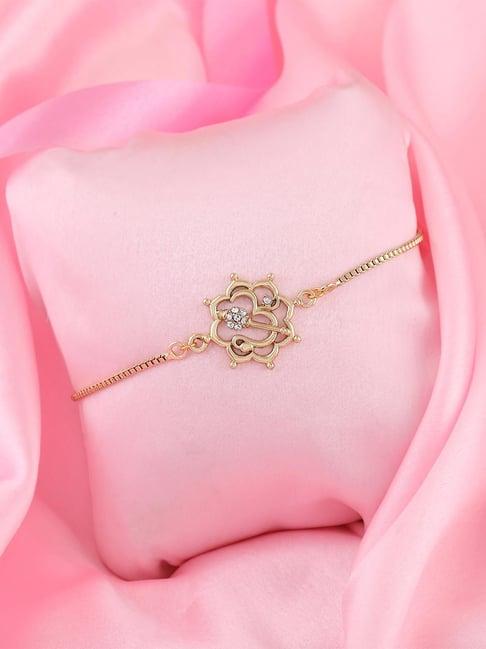 estele gold-plated floral om bracelet with austrian crystals for women