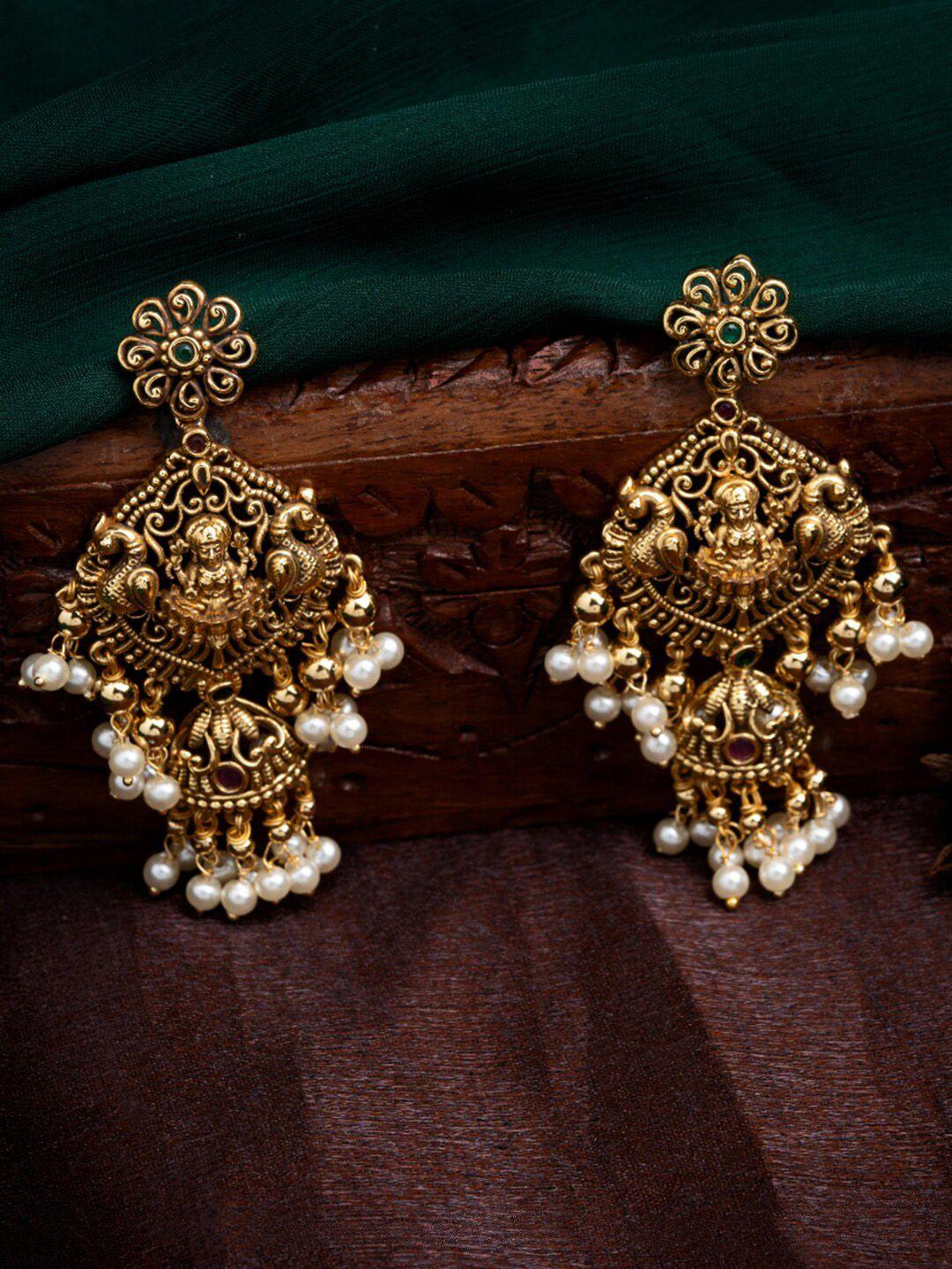 estele gold-plated peacock shaped drop earrings