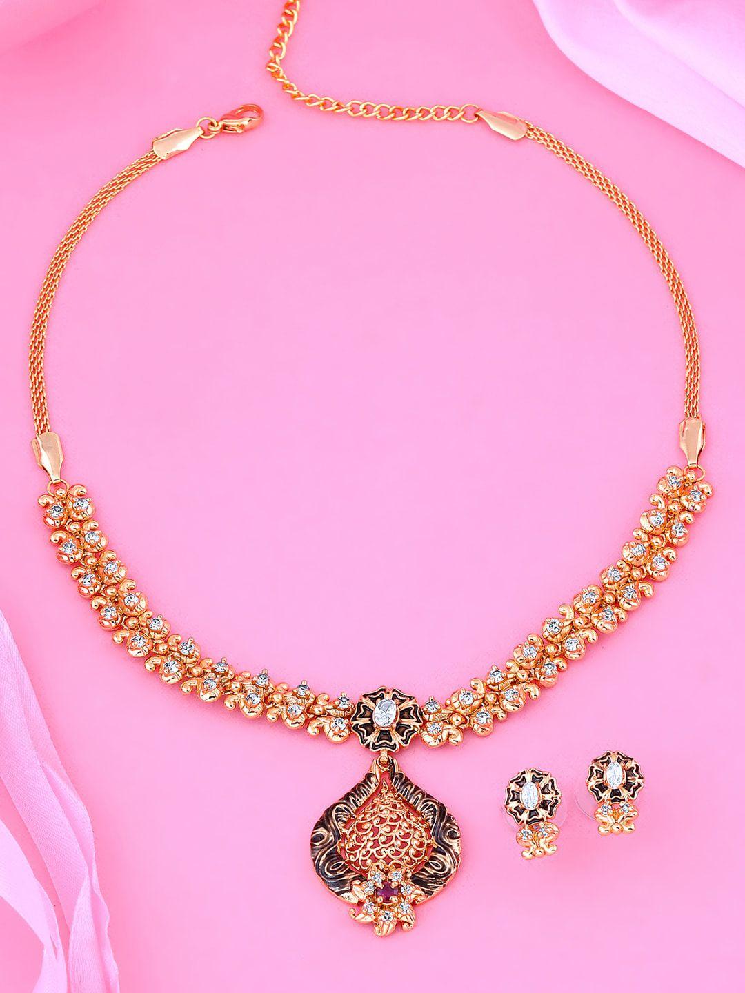 estele gold-plated stone studded jewellery set