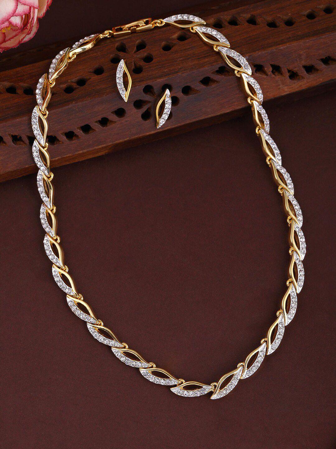 estele gold-plated white crystal-studded jewellery set