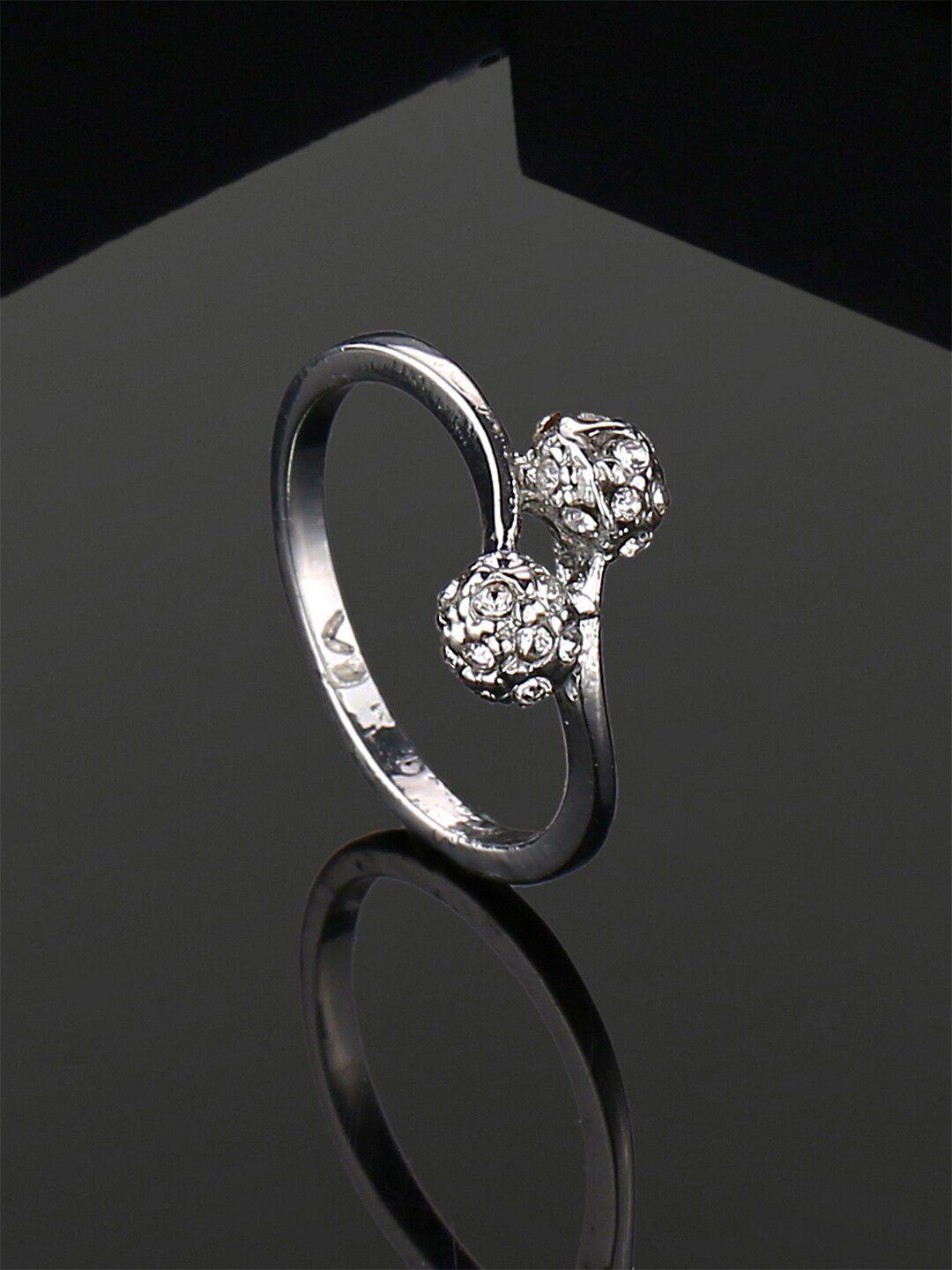 estele rhodium-plated crystals stone-studded ring
