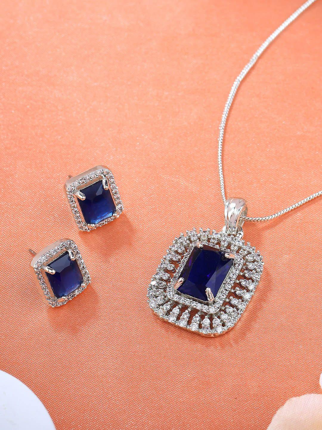 estele rhodium-plated cubic zirconia stones jewellery set