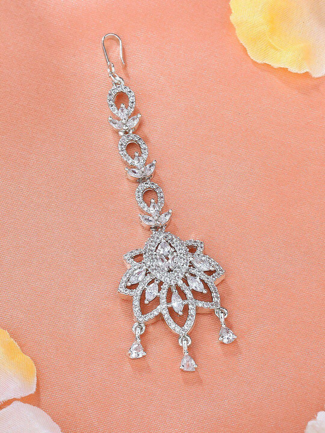 estele rhodium-plated cz-studded maang tika