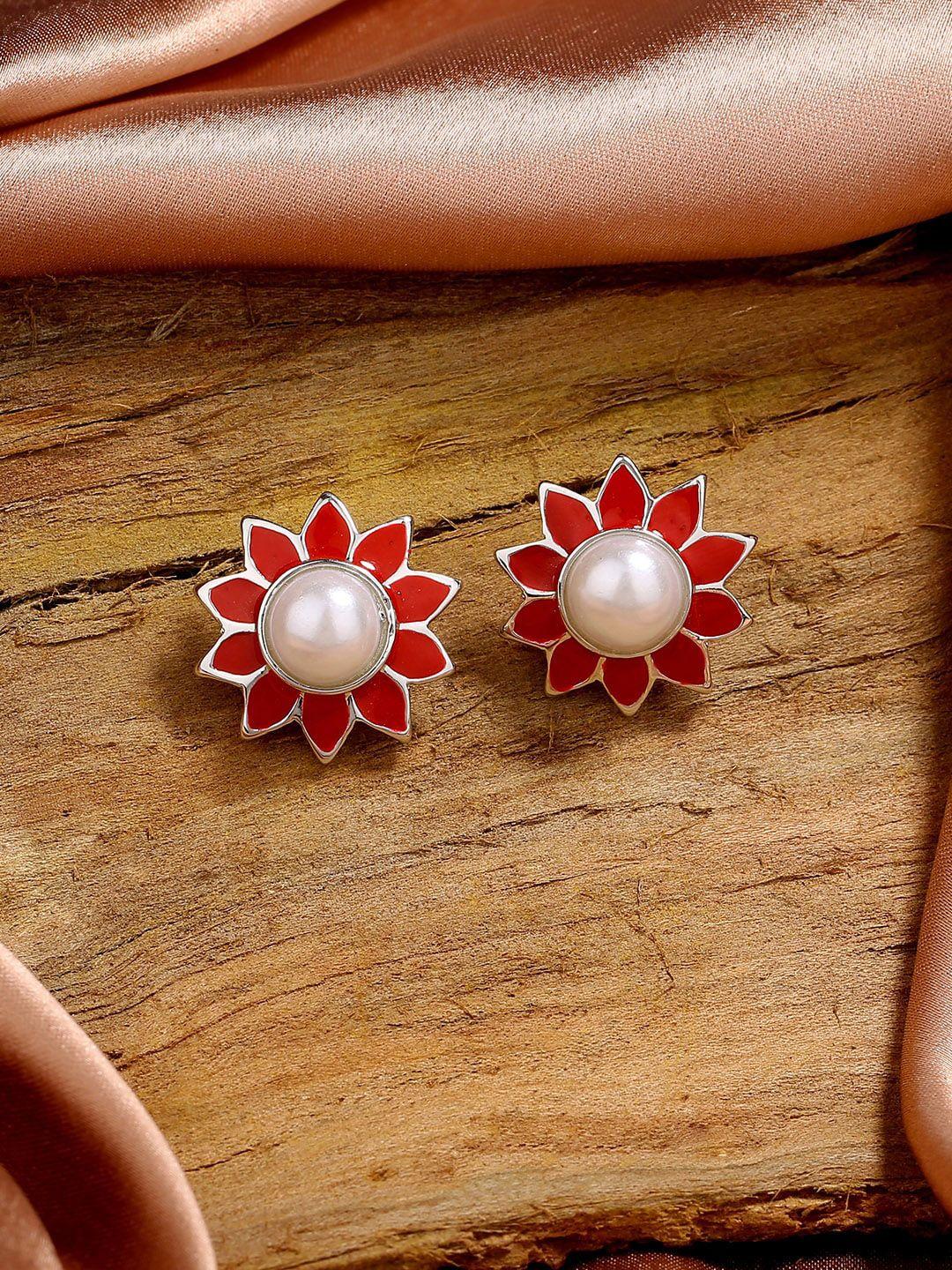 estele rhodium-plated floral studs earrings