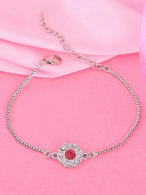 estele rhodium-plated flower bracelet with austrian crystals for women
