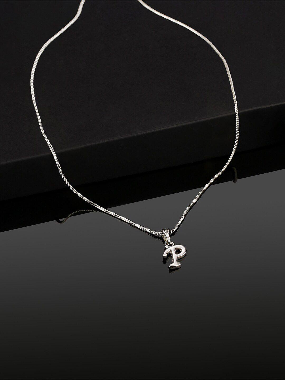 estele rhodium-plated initial p pendant with chain