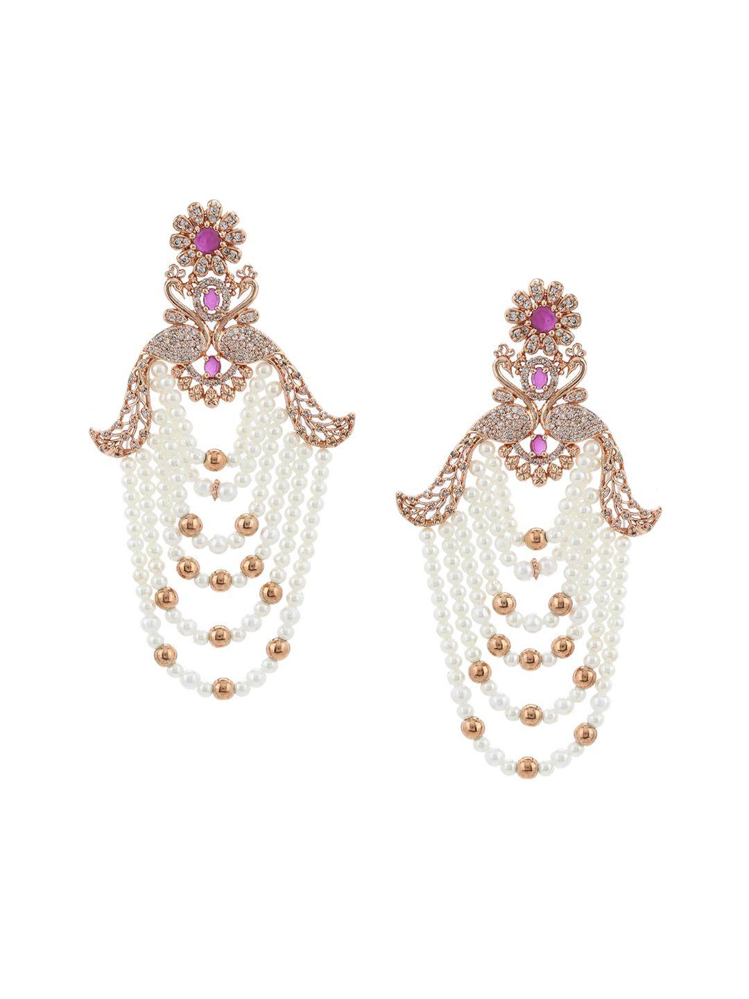 estele rose gold & white contemporary drop earrings