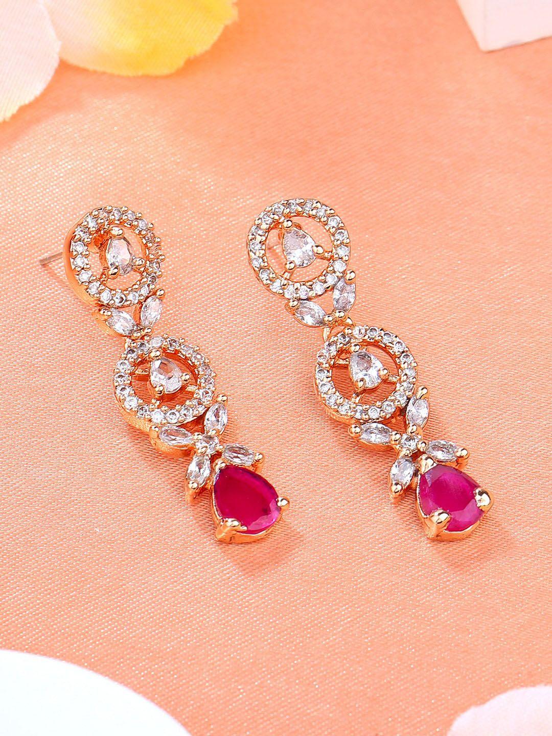 estele rose gold-plated cubic zirconia studded geometric drop earrings