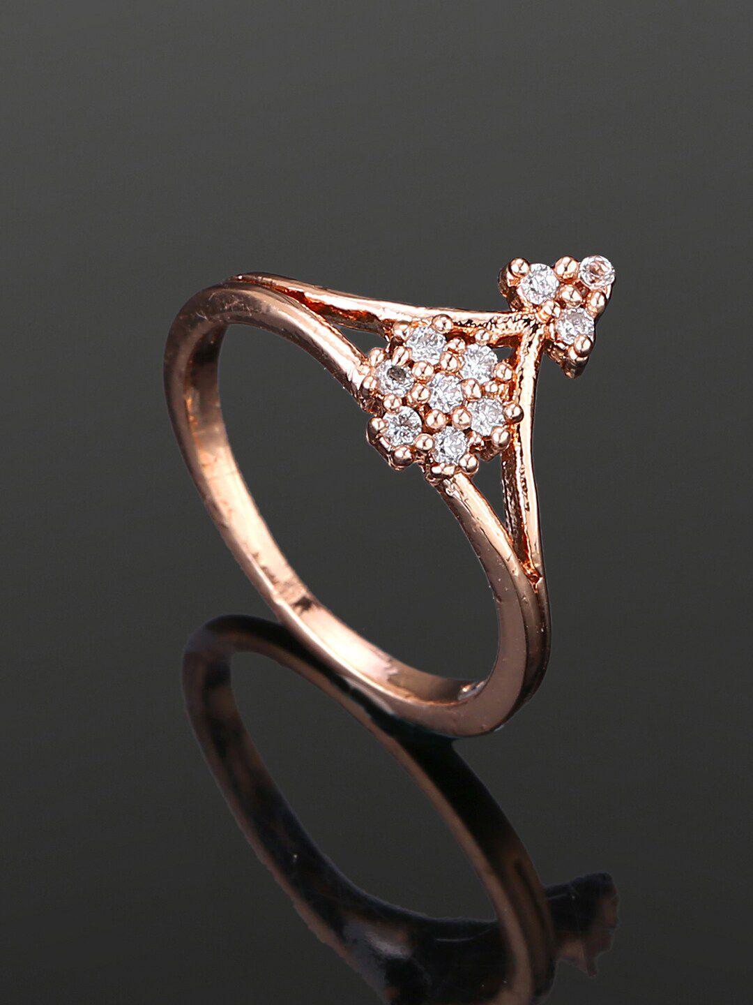 estele rose gold-plated cz-studded finger ring