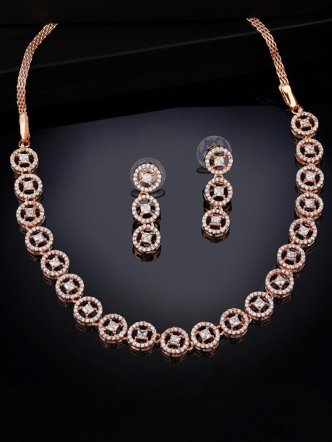 estele rose gold-plated cz studded jewellery set